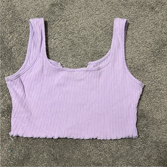 Lilac Ribbed Crop Top - Picture 2 of 2